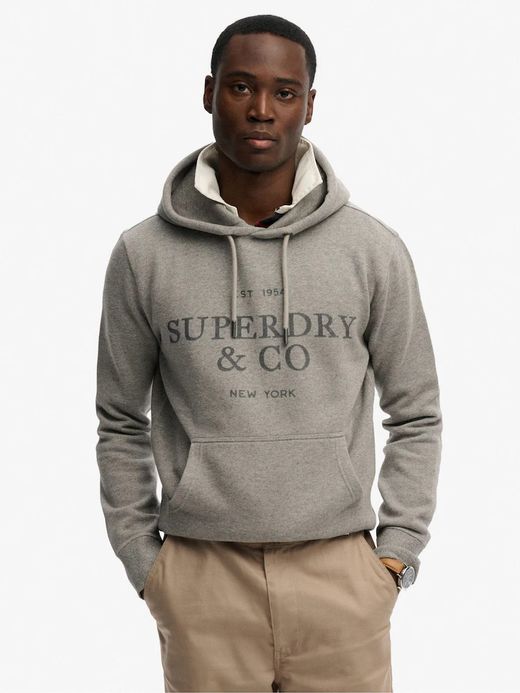 Sudadera con capucha y letras branding Superdry Grey Marl