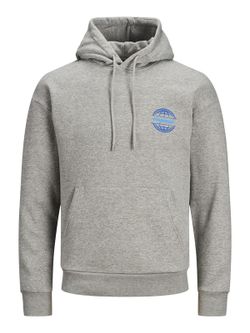 Sudadera con capucha y print en la espalda Jack & Jones Light Grey Mela