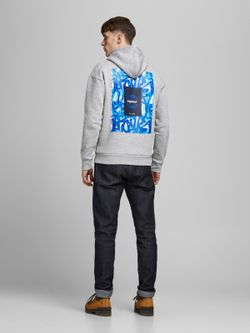 Sudadera con capucha y print en la espalda Jack & Jones Light Grey Mela