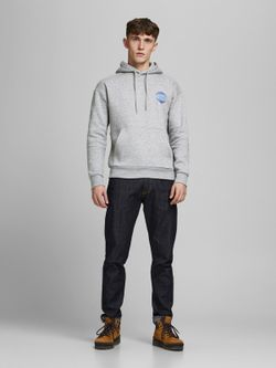 Sudadera con capucha y print en la espalda Jack & Jones Light Grey Mela