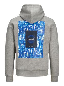 Sudadera con capucha y print en la espalda Jack & Jones Light Grey Mela