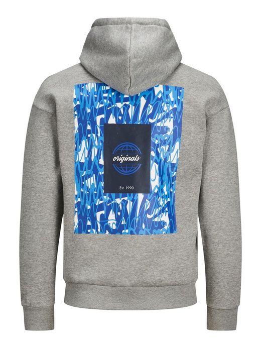Sudadera con capucha y print en la espalda Jack & Jones Light Grey Mela