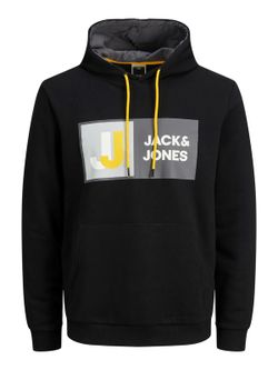 Sudadera con capucha y serigrafía branding Jack & Jones Black