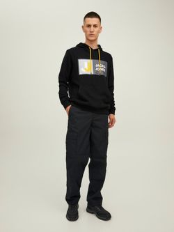 Sudadera con capucha y serigrafía branding Jack & Jones Black