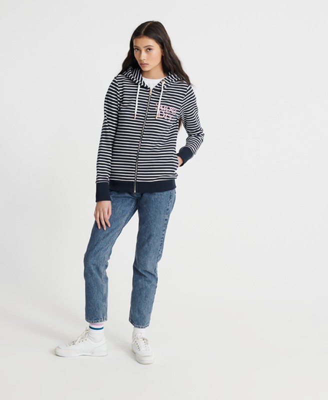 Sudadera con capucha y cremallera rayas Superdry Navy — Pep Serra street  wear