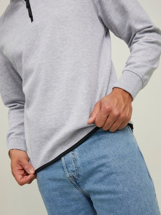 Sudadera con cuello cremallera Jack & Jones Light Grey Mela