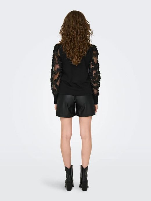 Sudadera con manga gasa y detalle floral Jdy Black