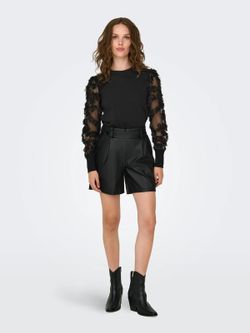 Sudadera con manga gasa y detalle floral Jdy Black