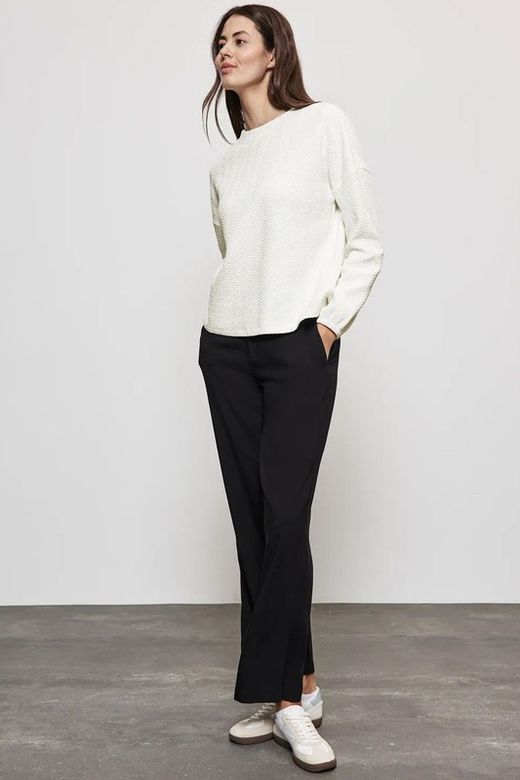 Sudadera con relieve zig zag Street One White Asparagus