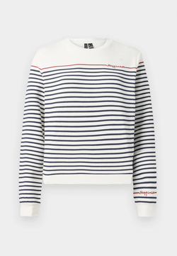 Sudadera de cuello redondo rayas happiness Vero Moda Cloud Dancer