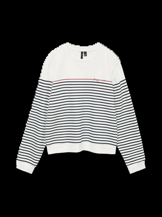 Sudadera de cuella redondo rayas happiness Vero Moda Cloud Dancer