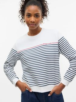 Sudadera de cuello redondo rayas happiness Vero Moda Cloud Dancer