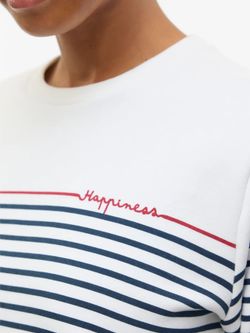 Sudadera de cuello redondo rayas happiness Vero Moda Cloud Dancer