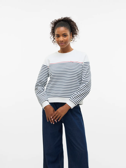 Sudadera de cuello redondo rayas happiness Vero Moda Cloud Dancer