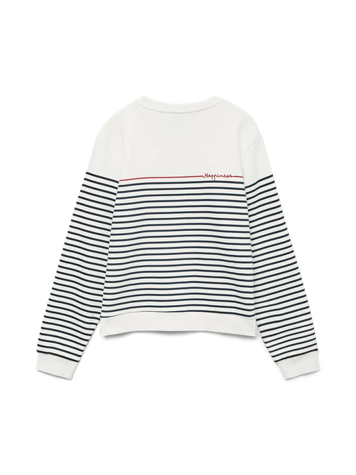 Sudadera de cuello redondo rayas happiness Vero Moda Cloud Dancer