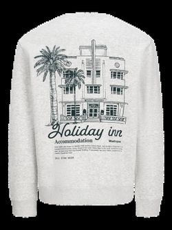 Sudadera de cuello redondo con backprint monocolor Jack & Jones Moonbean