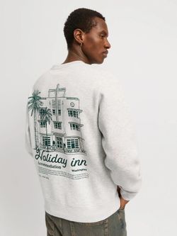 Sudadera de cuello redondo con backprint monocolor Jack & Jones Moonbean