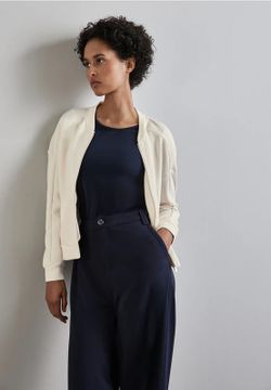 Sudadera de cuello redondo con cremallera Street One Off White