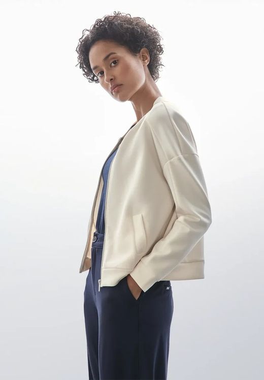 Sudadera de cuello redondo con cremallera Street One Off White