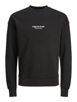 Sudadera de cuello redondo con detalle branding engomado Jack & Jones Black