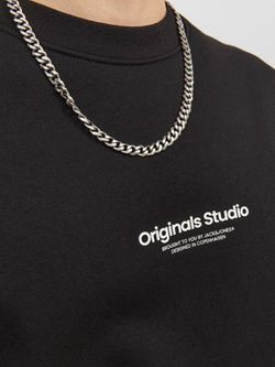 Sudadera de cuello redondo con detalle branding engomado Jack & Jones Black