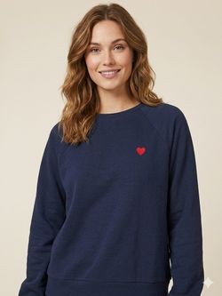 Sudadera de cuello redondo con detalle corazón Pieces Sky Captain