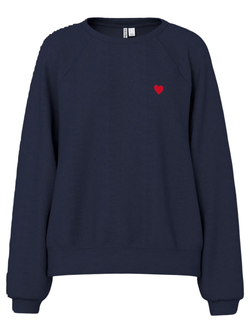 Sudadera de cuello redondo con detalle corazón Pieces Sky Captain