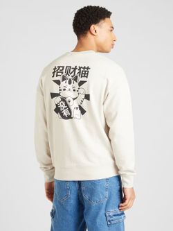 Sudadera de cuello redondo con dibujo gato de la suerte Jack & Jones Moonbean