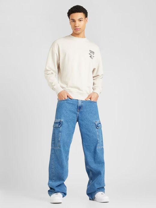 Sudadera de cuello redondo con dibujo gato de la suerte Jack & Jones Moonbean