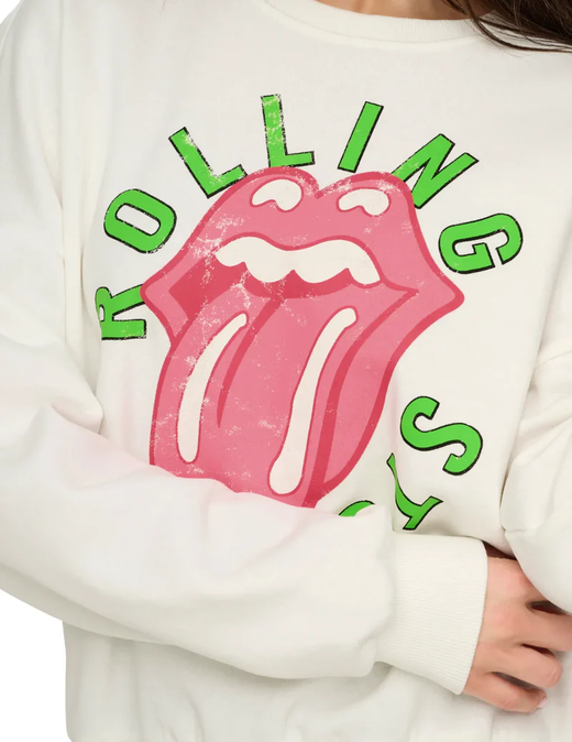 Sudadera de cuello redondo con logo lengua Only Cloud Dancer