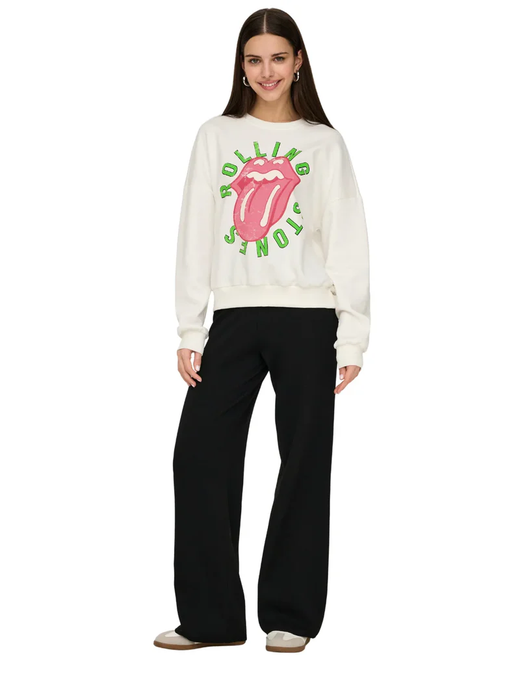 Sudadera de cuello redondo con logo lengua Only Cloud Dancer