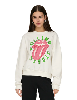 Sudadera de cuello redondo con logo lengua Only Cloud Dancer