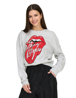 Sudadera de cuello redondo con logo lengua Only Light Grey Mela