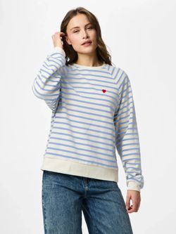 Sudadera de cuello redondo con rayas monocolor Pieces Cloud Dancer
