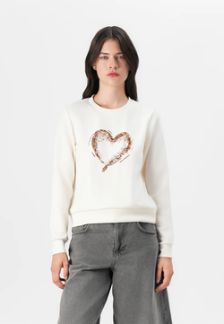Sudadera de cuello redondo dibujo corazón Only Cloud Dancer