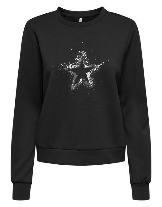 Sudadera de cuello redondo dibujo estrella Only Black