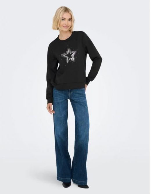 Sudadera de cuello redondo dibujo estrella Only Black