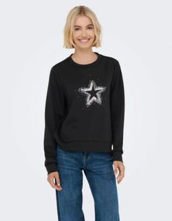Sudadera de cuello redondo dibujo estrella Only Black