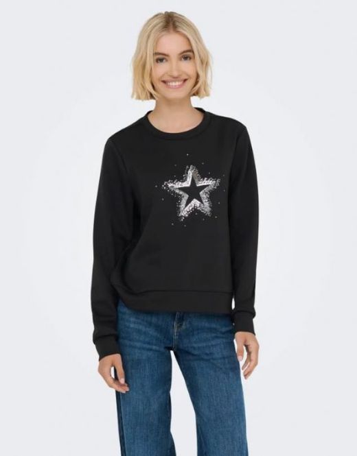 Sudadera de cuello redondo dibujo estrella Only Black