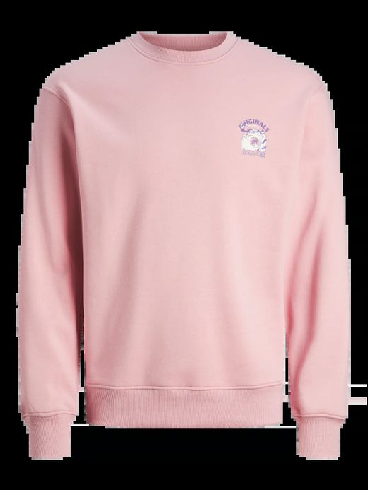 Sudadera de cuello redondo dibujos comics manga Jack & Jones Pink