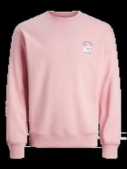 Sudadera de cuello redondo dibujos comics manga Jack & Jones Pink