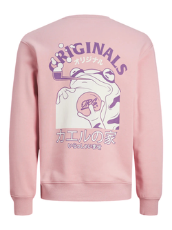 Sudadera de cuello redondo dibujos comics manga Jack & Jones Pink