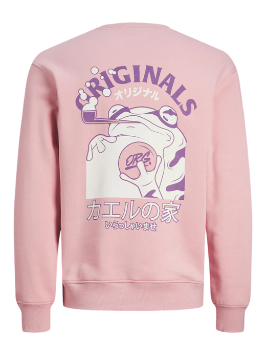 Sudadera de cuello redondo dibujos comics manga Jack & Jones Pink