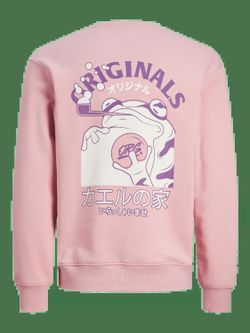 Sudadera de cuello redondo dibujos comics manga Jack & Jones Pink