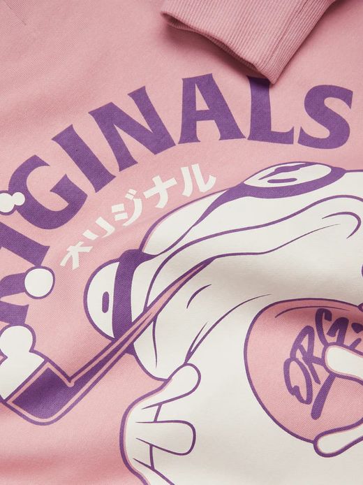 Sudadera de cuello redondo dibujos comics manga Jack & Jones Pink