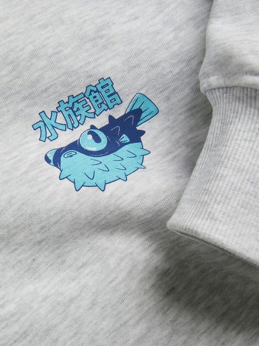 Sudadera de cuello redondo dibujos comics manga Jack & Jones White Melange