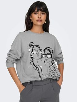 Sudadera de cuello redondo faces & sunglasses Only Cool Grey