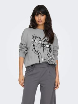 Sudadera de cuello redondo faces & sunglasses Only Cool Grey