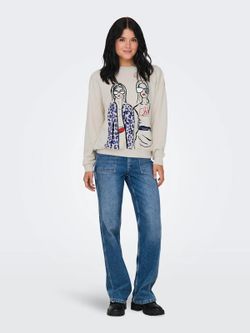 Sudadera de cuello redondo girls & sunglasses Only Pumice Stone