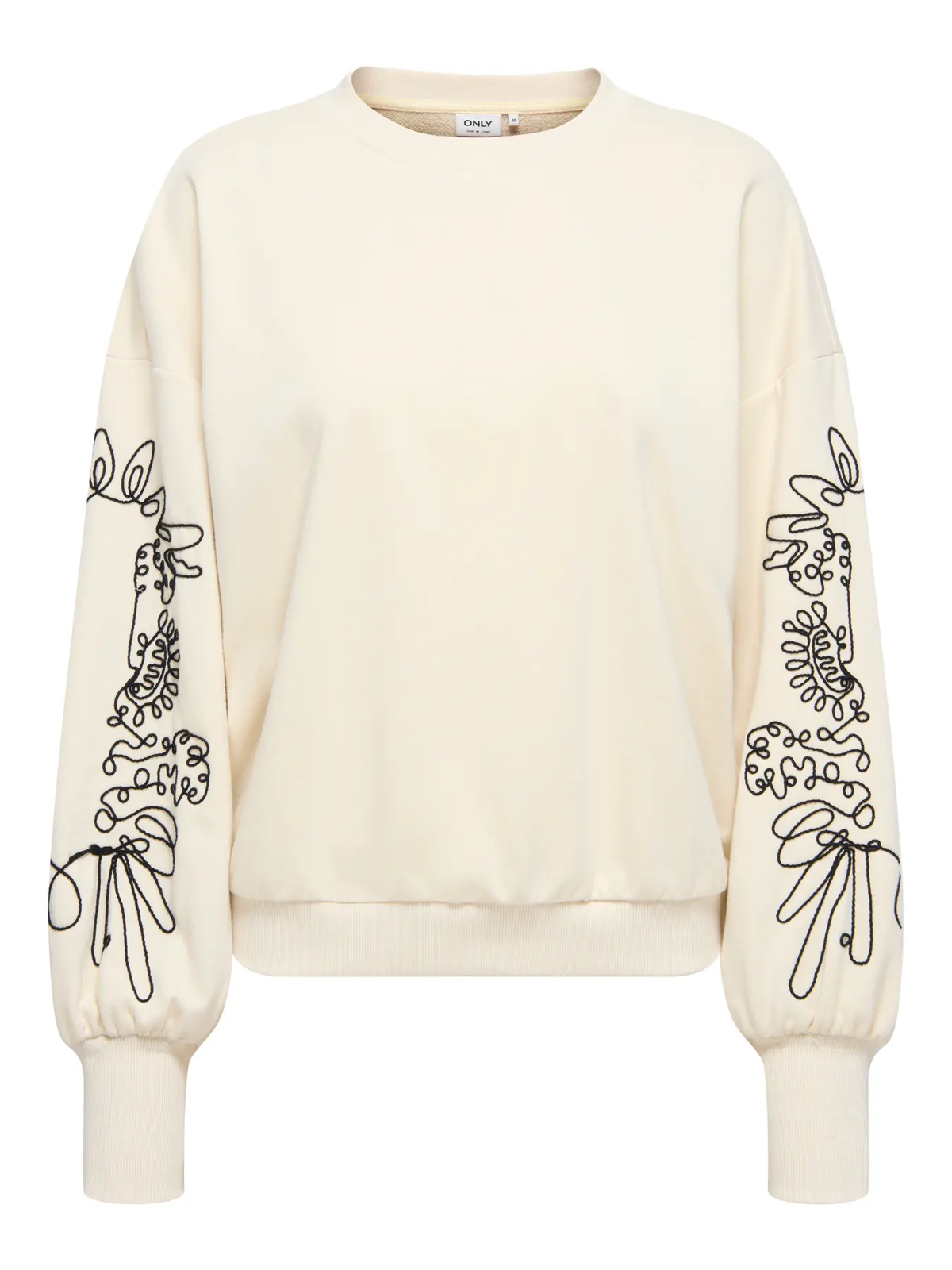 Sudadera de cuello redondo oversize con bordado contrastado Only Birch